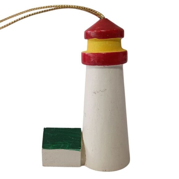 St Augustine FL Lighthouse Christmas Ornament Vintage Wooden Handpainted Coastal - Picture 6 of 13